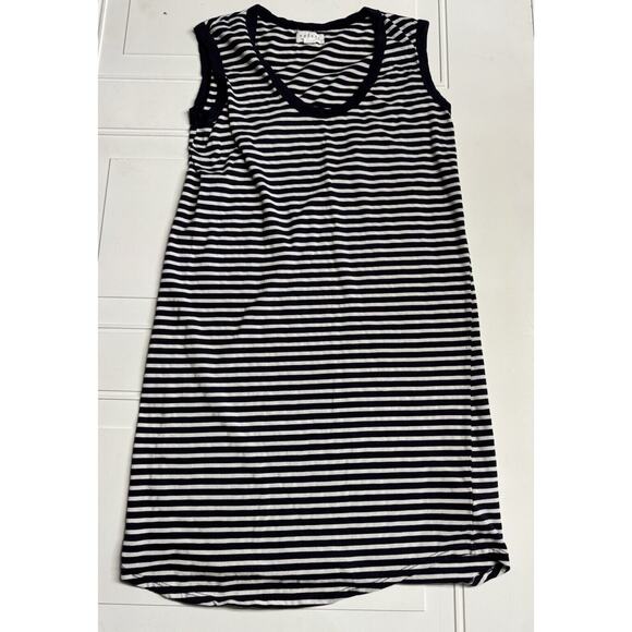 Velvet Graham & Spencer Sleeveless T Shirt Mini Dress Sz S Striped White Blue - Picture 1 of 4